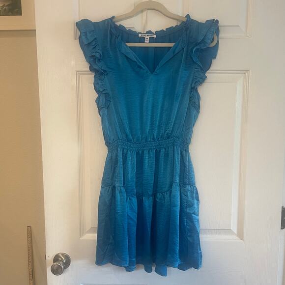 Steve Madden Prairie Dreams Satin Dress Size Medium Aruba Blue - Picture 1 of 12